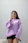3 İplik Şardonlu İspanyol Kol Sweat Lila - 42606.1878.