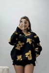 Yarım Fermuarlı Peluş Sweat Siyah - 31713.1247.