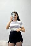 Çizgili Kısa Kollu Triko Gri - 2304.1765.