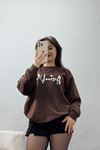 2 İplik Baskılı Sweatshirt Acıkahveekru - 31299.1878.