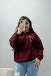 3 İplik Kanguru Cepli Kapşonlu Sweat Bordo - 42255.1878.