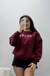 3 İplik Baskılı Sweat Bordo - 42243.1878.