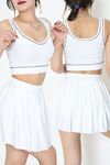 Biyeli Kalın Askılı Crop Atlet Beyaz - 9032.125.