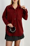 Çift Cep Kaşe Gömlek Bordo - 20258.1775.