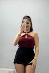 Sandy Önü Tokalı Çıtçıtlı Bluz Bordo - 42803.1949.