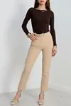 Kadın Kayık Yaka Ribana Basic Body Kahve