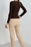 Kadın Kayık Yaka Ribana Basic Body Kahve