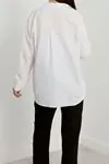 Kadın Terikoton Oversize Gömlek Beyaz Model TV-34057