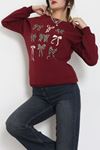 3 İplik Baskılı Sweat Bordo - 42244.1878.