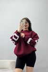 3 İplik Şardonlu Oversize Sweat Bordo - 50923.1878.