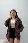 3 İplik Oversize Biyeli Sweat Kahve - 42503.1878.