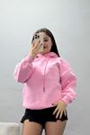 3 İplik Kapşonlu Baskılı Sweat Pembe - 42232.1878.