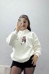3 İplik Kapşonlu Baskılı Sweat Ekru - 42229.1878.
