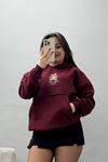 3 İplik Kanguru Cepli Kapşonlu Sweat Bordo - 42254.1878.