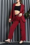 Dabıl Kumaş Astarlı İkili Blazer Takım Bordo - 55041.1397.