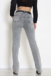 Kadın Kemerli Straight Kot Pantolon Gray