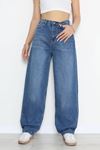 Kadın Tokalı Baggy Kot Pantolon Mavi Model TV-82631