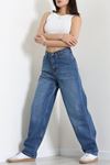 Kadın Tokalı Baggy Kot Pantolon Mavi Model TV-82631