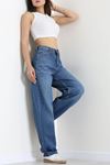 Kadın Tokalı Baggy Kot Pantolon Mavi Model TV-82631