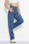 Kadın Tokalı Baggy Kot Pantolon Açıkmavi