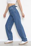 Kadın Tokalı Baggy Kot Pantolon Açıkmavi