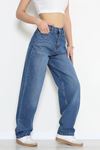 Kadın Tokalı Baggy Kot Pantolon Mavi Model TV-82631