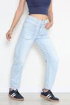 Kadın Relax Beli Lastikli Kot Pantolon Açıkmavi