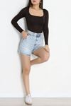 Kadın Önü Çift Kat Çıtçıtlı Body Kahve