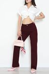 Kadın Straight Kesim Kot Pantolon Bordo