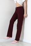 Kadın Straight Kesim Kot Pantolon Bordo