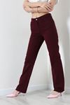 Kadın Straight Kesim Kot Pantolon Bordo