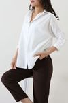 Kadın Oversize Poplin Gömlek Kırıkbeyaz