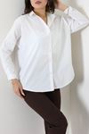 Kadın Oversize Poplin Gömlek Kırıkbeyaz