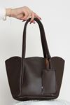 Kadın Makyaj Çantalı Ve Cüzdanlı Omuz Çantası Açık Kahve