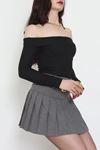 Kadın Madonna Yaka Crop Yumoş Body Siyah