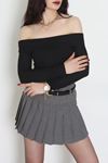 Kadın Madonna Yaka Crop Yumoş Body Siyah