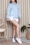 Kadın Özel Tasarım İthal Denim Ceket Açıkmavi