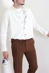 Gabardin Kumaş Erkek Gömlek Ekru