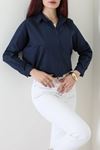Kadın Oversize Poplin Gömlek Lacivert