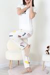 Kadın Enjeksiyon Baskı Milan Kumaş Pijama Takımı Bejayı
