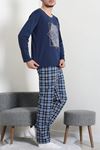 Süprem Ekoseli Uzun Kollu Erkek Pijama Takımı Lacimavi