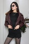 Kadın Premium Astarlı Deri Ceket Bordo