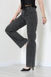 Kadın Cepli Straight Kot Pantolon Füme