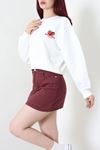Kadın Quzu Çilek Baskılı Sweatshirt Beyaz