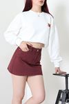 Kadın Quzu Çilek Baskılı Sweatshirt Beyaz