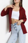 Kadın Terikoton Oversize Gömlek Bordo