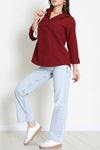 Kadın Terikoton Oversize Gömlek Bordo