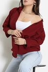 Kadın Terikoton Oversize Gömlek Bordo