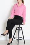 Kadın Terikoton Oversize Gömlek Pembe