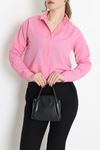 Kadın Terikoton Oversize Gömlek Pembe